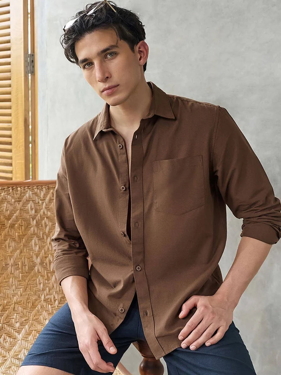 Men's Cotton Linen Casual Shirt Regular Fit Full Sleeve