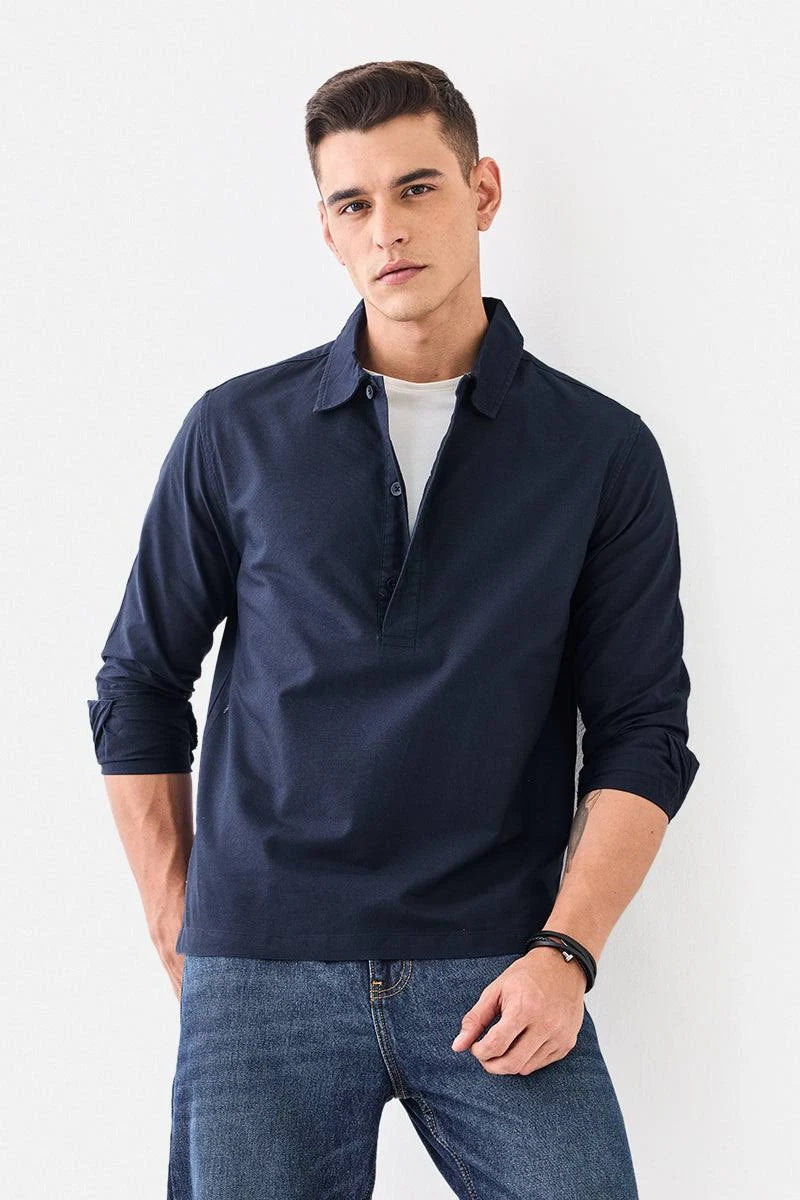 Men's Cotton Lenin Polo Shirt Regular Fit Full Sleeves