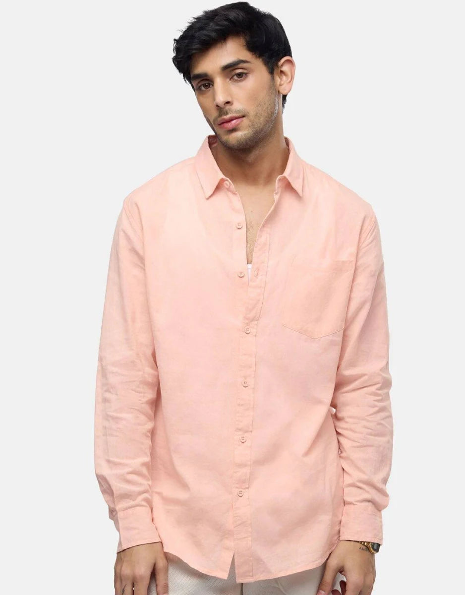 Men's Cotton Linen Casual Shirt Regular Fit Full Sleeve