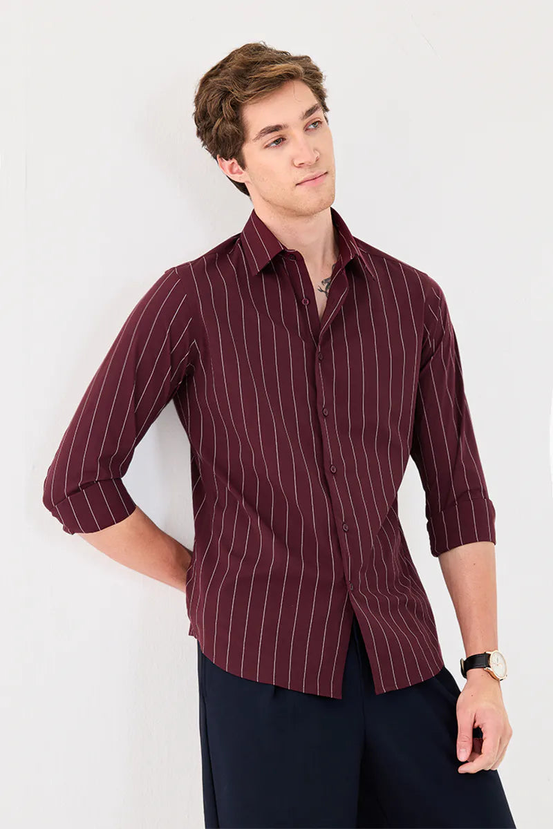 Men's Cotton Stripped Casula Shirt Regular Fit Full Sleeves