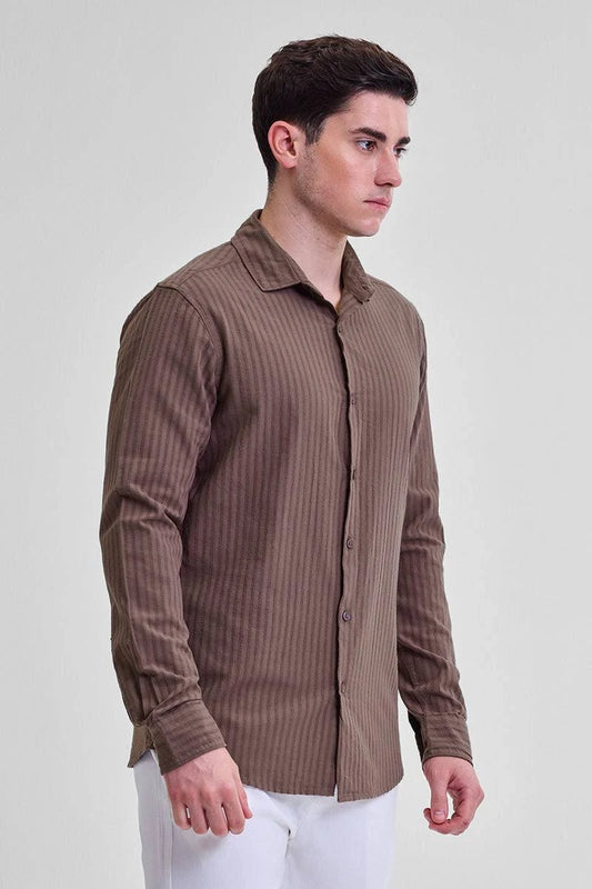 Men's Cotton Stripped Casula Shirt Regular Fit Full Sleeves